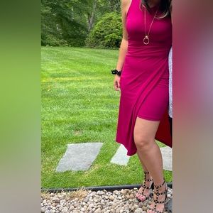 Banana republic deep magenta scoop neck 2 layered dress.